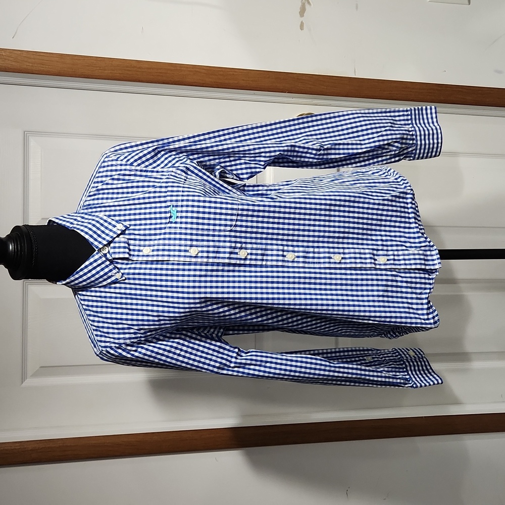 Men's Blue & White Checkered Hollister Dress Shirt